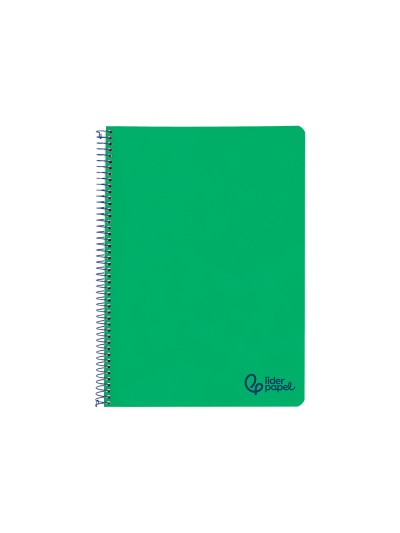Cuaderno espiral liderpapel a4 wonder tapa plastico 80h 90gr pauta ancha 3,5mm con margen color verde oscuro