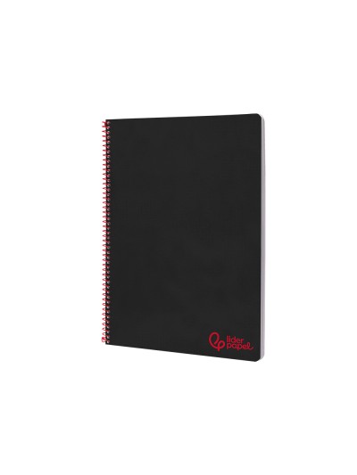 Cuaderno espiral liderpapel a4 wonder tapa plastico 80h 90gr pauta ancha 3,5mm con margen color negro