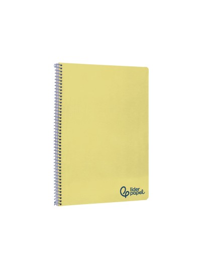 Cuaderno espiral liderpapel a4 wonder tapa plastico 80h 90gr pauta ancha 3,5mm con margen color amarillo