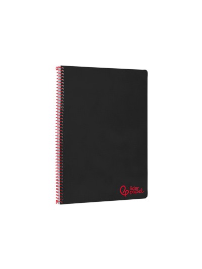 Cuaderno espiral liderpapel a4 wonder tapa plastico 80h 90gr pauta estrecha 2,5mm con margen color negro