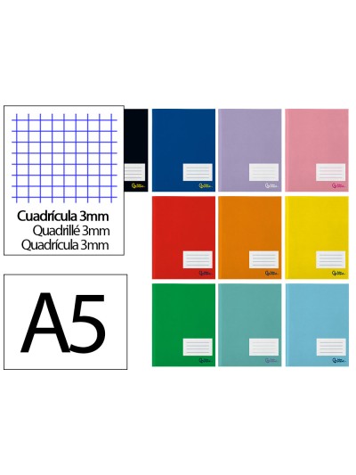 Libreta liderpapel smart a5 plus 32 hojas 75g/m2 cuadro 3mm con margen colores surtidos