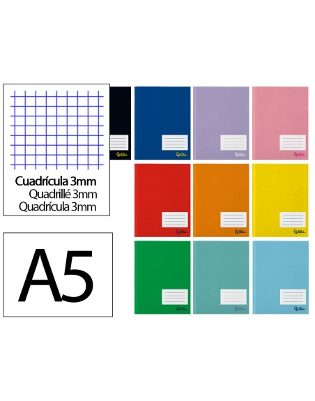 Libreta liderpapel smart a5 plus 32 hojas 75g/m2 cuadro 3mm con margen colores surtidos