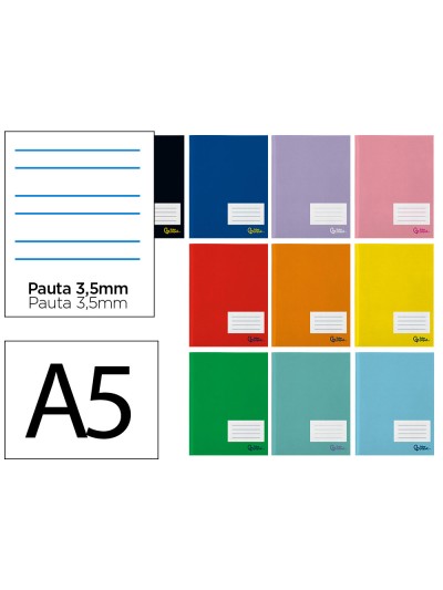 Libreta liderpapel smart a5 plus 32 hojas 75g/m2 pauta 4 3.5mm con margen colores surtidos