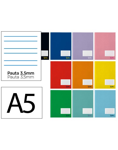 Libreta liderpapel smart a5 plus 32 hojas 75g/m2 pauta 4 3.5mm con margen colores surtidos