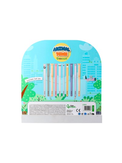 Boligrafo fantasia liderpapel animal town tinta azul borrable punta 1 mm expositor de 250 unidades 300x138x292 mm