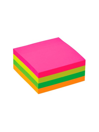 Bloc de notas adhesivas quita y pon q-connect 76x76 mm fsc fluorescente con 400 hojas