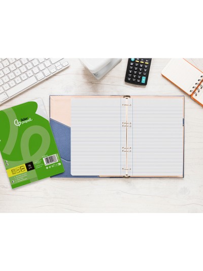 Recambio liderpapel a5 100 hojas 75 gr pauta 5 2.5mm con margen 6 taladros