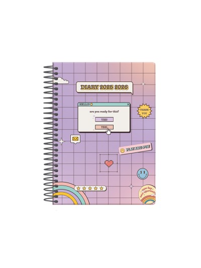 Agenda escolar liderpapel 25-26 espiral pixel morado dia pagina a5 bilingüe papel fsc 80 gr