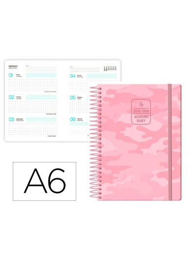 Agenda escolar liderpapel 25-26 teens patterns abstract pattern semana vista a6 bilingue papel fsc 80 gr