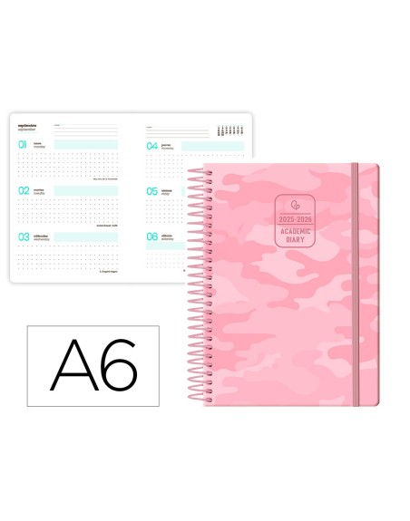Agenda escolar liderpapel 25-26 teens patterns abstract pattern semana vista a6 bilingue papel fsc 80 gr