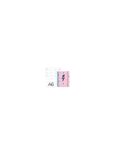 Agenda escolar liderpapel 25-26 espiral patterns rayos rosa semana vista a6 bilingüe papel fsc 80 gr