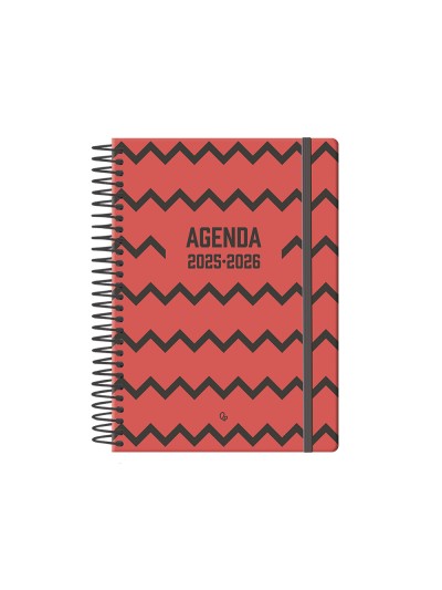 Agenda escolar liderpapel 25-26 espiral patterns zigzag semana vista a6 bilingüe papel fsc 80 gr