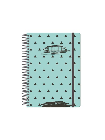 Agenda escolar liderpapel 25-26 espiral patterns triangulos dia pagina a5 bilingüe papel fsc 80 gr