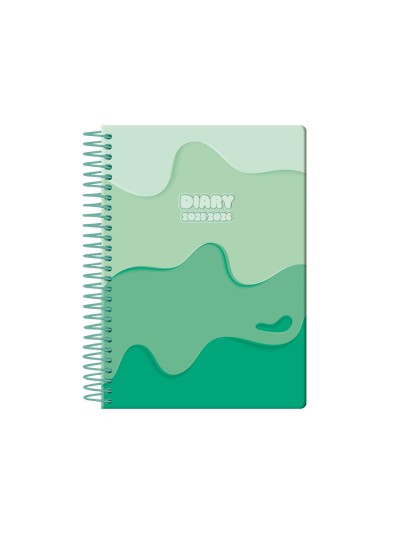 Agenda escolar liderpapel 25-26 espiral melting verde dia pagina a5 bilingüe papel fsc 80 gr