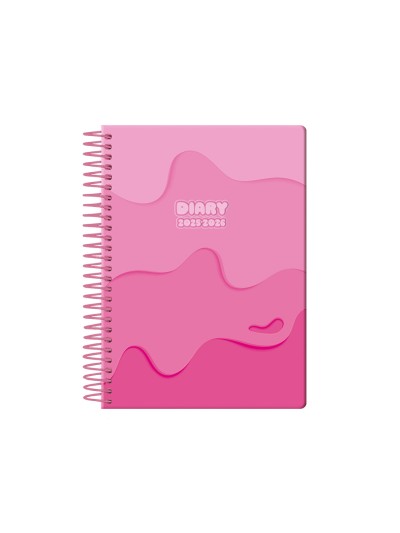 Agenda escolar liderpapel 25-26 espiral melting rosa dia pagina a5 bilingüe papel fsc 80 gr