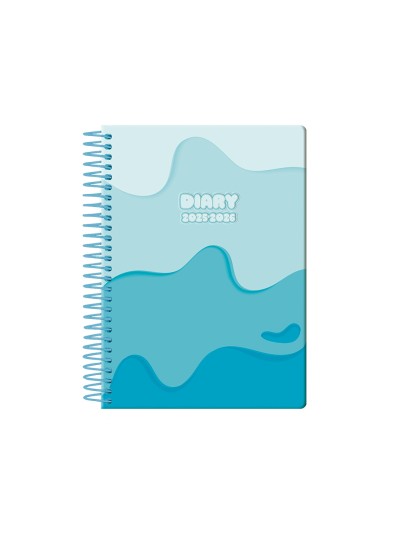 Agenda escolar liderpapel 25-26 espiral melting azul semana vista a5 bilingüe papel fsc 80 gr