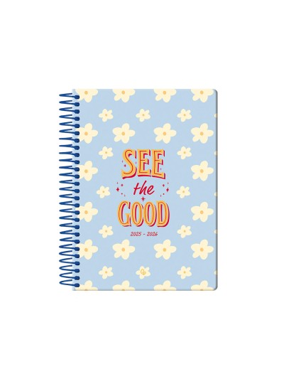 Agenda escolar liderpapel 25-26 espiral petite flores dia pagina a5 bilingüe papel fsc 80 gr