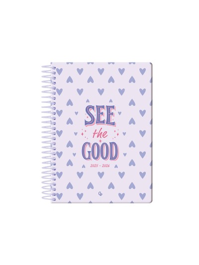 Agenda escolar liderpapel 25-26 espiral petite corazones semana vista a5 bilingüe papel fsc 80 gr