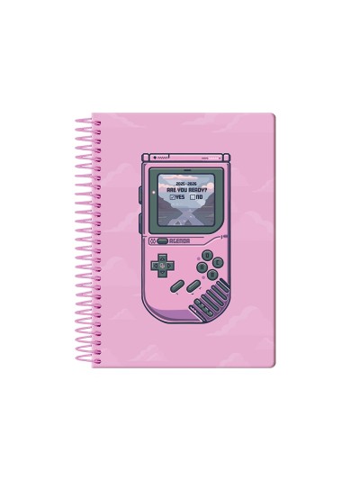 Agenda escolar liderpapel 25-26 espiral game on rosa dia pagina a5 bilingüe papel fsc 80 gr