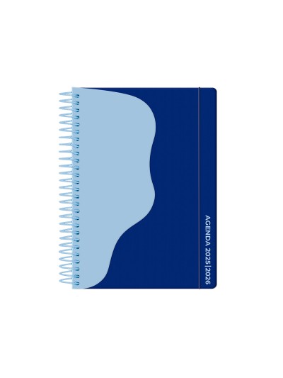 Agenda escolar liderpapel 25-26 espiral waves azul oscuro dia pagina a5 bilingüe papel fsc 80 gr