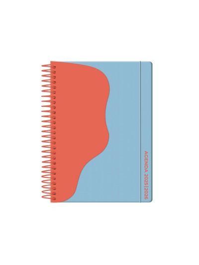 Agenda escolar liderpapel 25-26 espiral waves azul semana vista a5 bilingüe papel fsc 80 gr