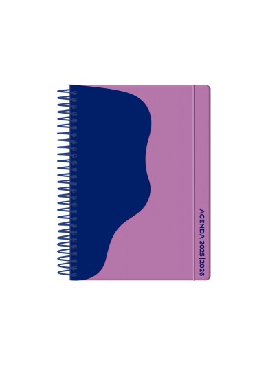 Agenda escolar liderpapel 25-26 espiral waves morado semana vista a5 bilingüe papel fsc 80 gr