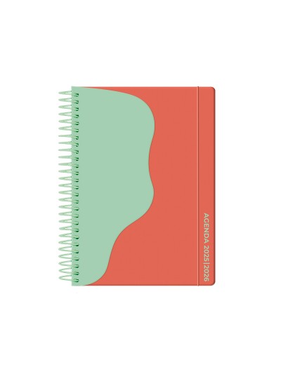 Agenda escolar liderpapel 25-26 espiral waves rojo semana vista a5 bilingüe papelfsc 80 gr