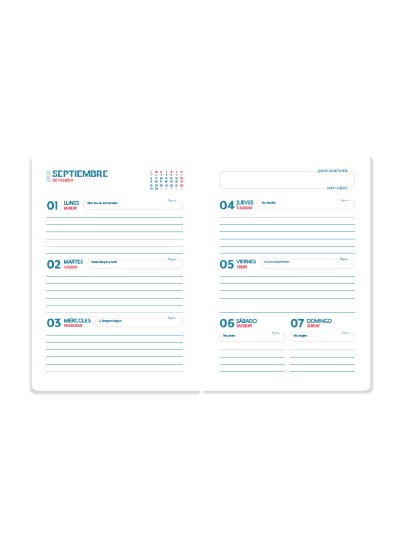 Agenda escolar liderpapel 25-26 espiral waves rojo semana vista a5 bilingüe papelfsc 80 gr