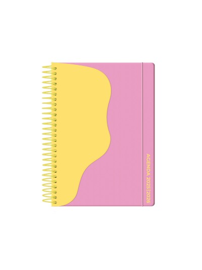 Agenda escolar liderpapel 25-26 espiral waves rosa semana vista a5 bilingüe papel fsc 80 gr