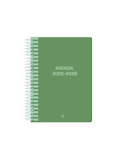 Agenda escolar liderpapel 25-26 espiral classic verde dia pagina a5 bilingüe papel fsc 70 gr