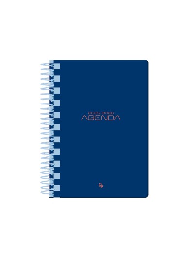 Agenda escolar liderpapel 25-26 espiral classic azul oscuro dia pagina a5 bilingüe papel fsc 70 gr