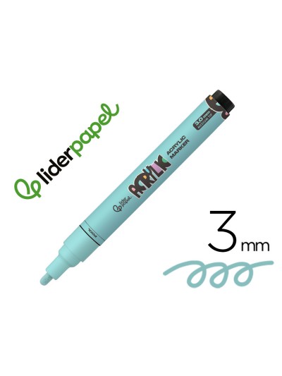 Rotulador liderpapel acrylic base agua todo tipo de superficie punta redonda 3 mm verde menta