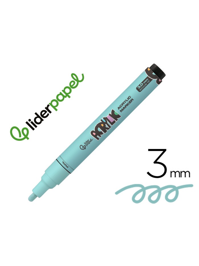 Rotulador liderpapel acrylic base agua todo tipo de superficie punta redonda 3 mm verde menta Rotulador liderpapel acrylic base agua todo tipo de superficie punta redonda 3 mm verde menta