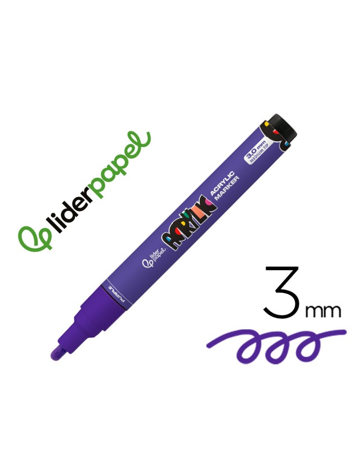 Rotulador liderpapel acrylic base agua todo tipo de superficie punta redonda 3 mm purpura Rotulador liderpapel acrylic base agua todo tipo de superficie punta redonda 3 mm purpura