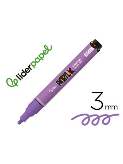 Rotulador liderpapel acrylic base agua todo tipo de superficie punta redonda 3 mm malva