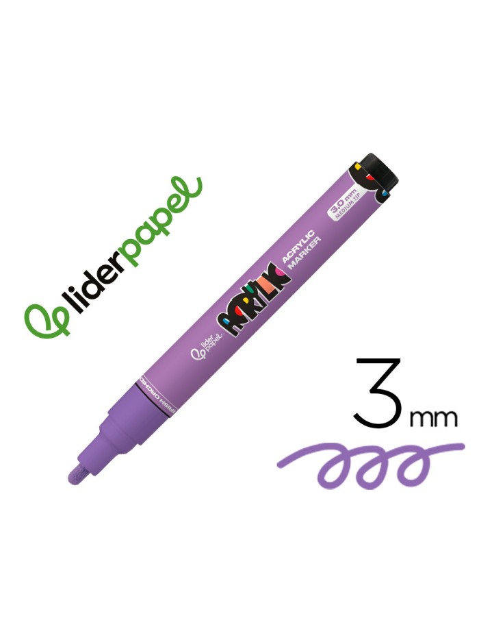 Rotulador liderpapel acrylic base agua todo tipo de superficie punta redonda 3 mm malva