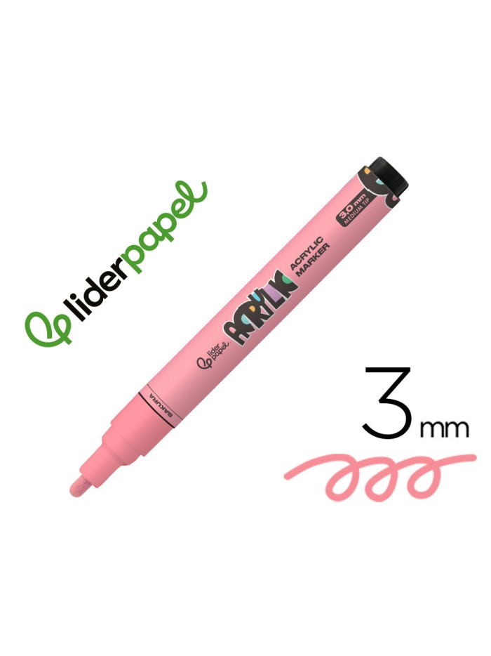 Rotulador liderpapel acrylic base agua todo tipo de superficie punta redonda 3 mm rosa sakura
