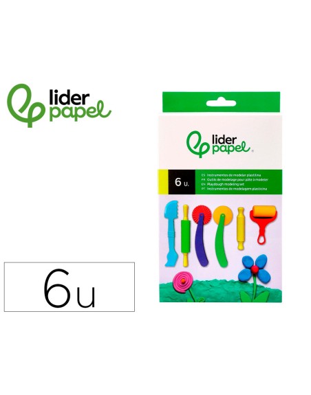 Instrumentos de modelar liderpapel para plastilina de plastico caja de 6 piezas