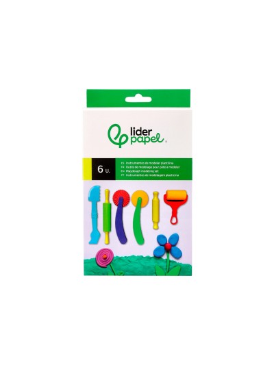 Instrumentos de modelar liderpapel para plastilina de plastico caja de 6 piezas