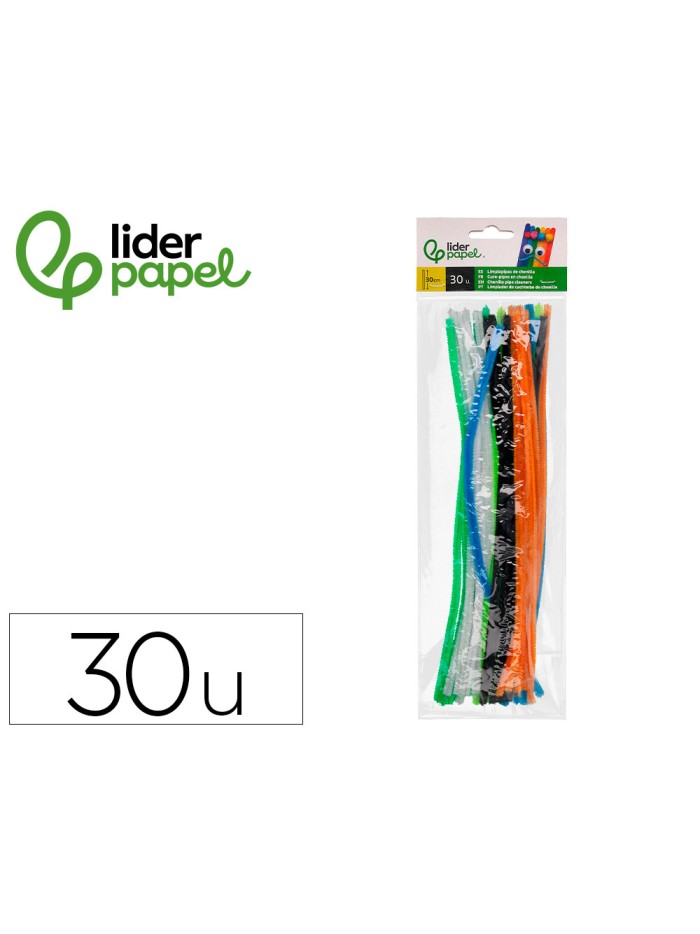 Limpiapipas de chenilla liderpapel 30 cm colores mate surtidos bolsa de 30 unidades Limpiapipas de chenilla liderpapel 30 cm colores mate surtidos bolsa de 30 unidades
