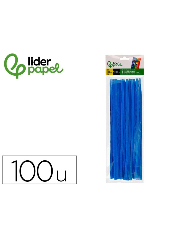 Limpiapipas de chenilla liderpapel 30 cm color azul mate bolsa de 100 unidades Limpiapipas de chenilla liderpapel 30 cm color azul mate bolsa de 100 unidades
