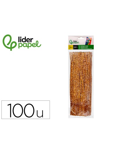 Limpiapipas de chenilla liderpapel 30 cm color oro bolsa de 100 unidades