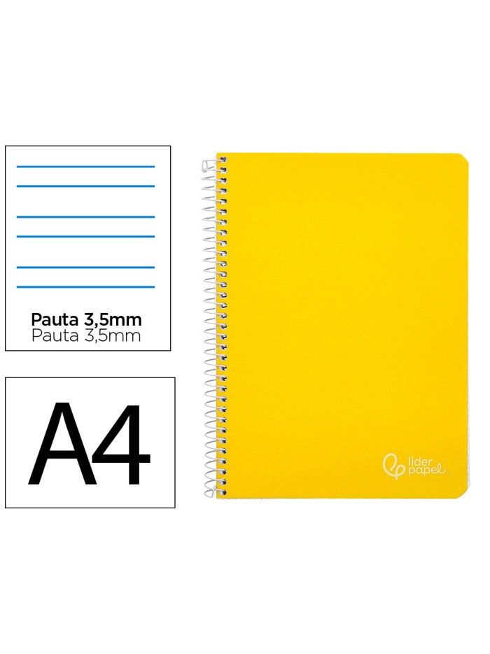Cuaderno espiral liderpapel a4 witty tapa dura 80h 90gr pauta 3,5mm con margen color amarillo Cuaderno espiral liderpapel a4 witty tapa dura 80h 90gr pauta 3,5mm con margen color amarillo