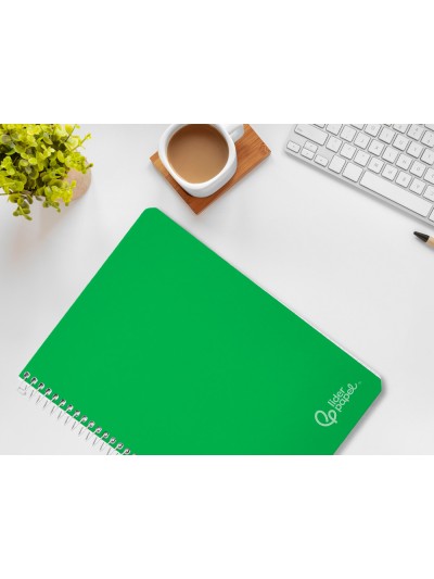 Cuaderno espiral liderpapel a4 witty tapa dura 80h 90gr pauta 2,5mm con margen color verde