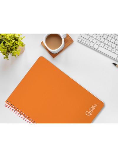 Cuaderno espiral liderpapel din a4 witty tapa dura 80h 90gr rayado horizontal con margen color naranja