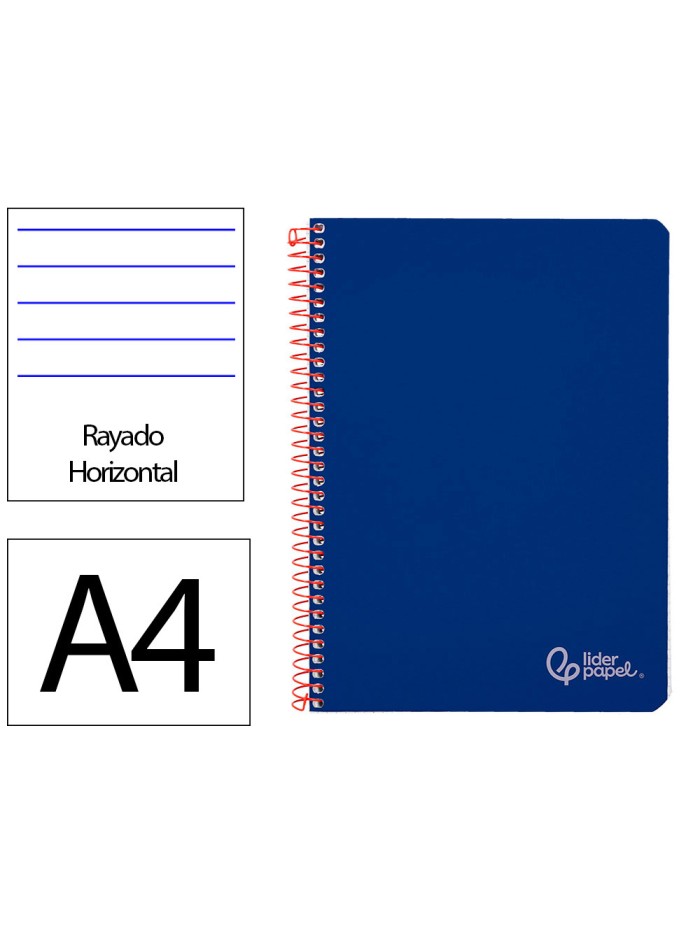 Cuaderno espiral liderpapel din a4 witty tapa dura 80h 90gr rayado horizontal con margen color azul oscuro Cuaderno espiral liderpapel din a4 witty tapa dura 80h 90gr rayado horizontal con margen color azul oscuro