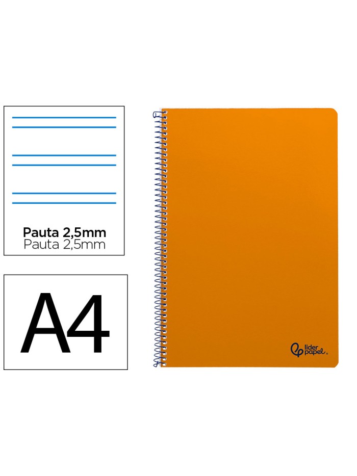 Cuaderno espiral liderpapel a4 smart tapa blanda 80h 75gr pauta 3,5mm con margen color naranja Cuaderno espiral liderpapel a4 smart tapa blanda 80h 75gr pauta 3,5mm con margen color naranja
