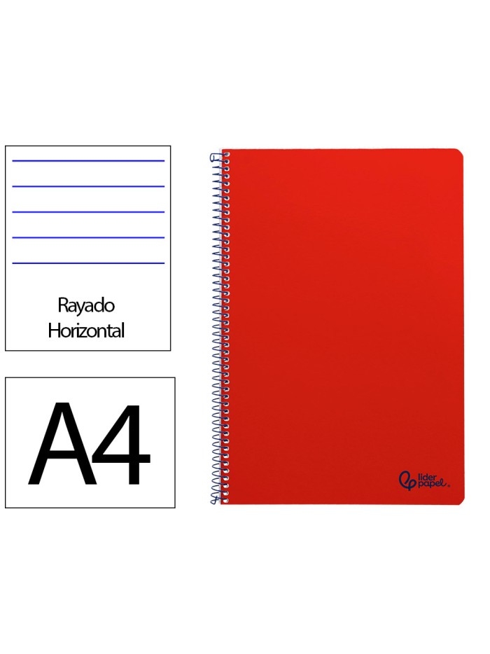 Cuaderno espiral liderpapel a4 smart tapa blanda 80h 75gr rayado horizontal con margen color rojo Cuaderno espiral liderpapel a4 smart tapa blanda 80h 75gr rayado horizontal con margen color rojo