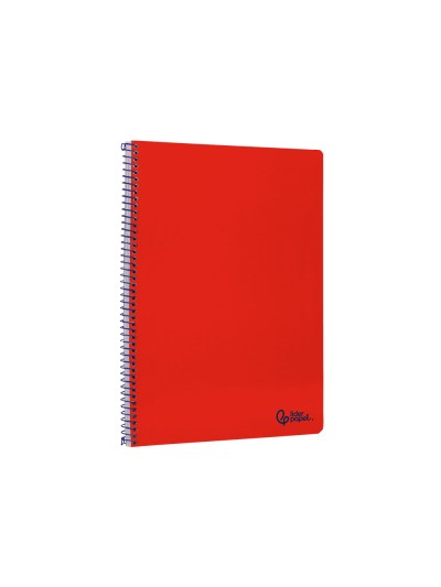 Cuaderno espiral liderpapel a4 smart tapa blanda 80h 75gr rayado horizontal con margen color rojo