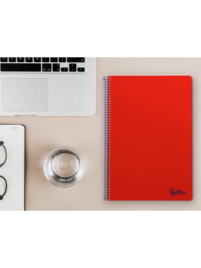 Cuaderno espiral liderpapel a4 smart tapa blanda 80h 75gr rayado horizontal con margen color rojo